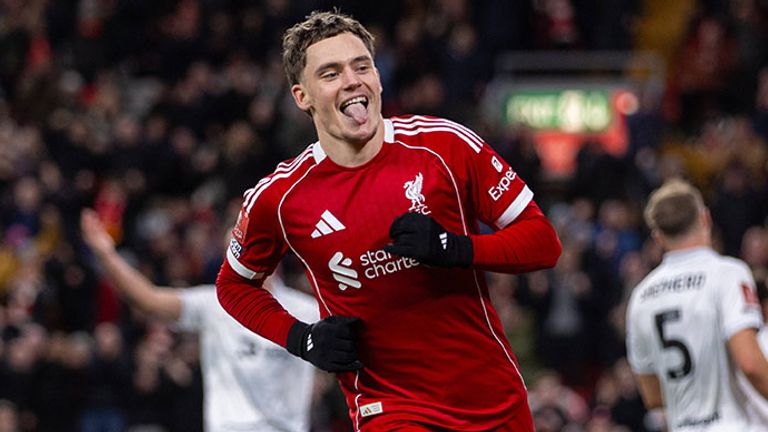 Florian Wirtz bejubelt sein Tor für den FC Liverpool.