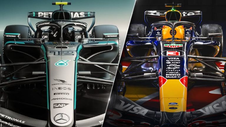 Welche Lackierung der F1-Boliden 2026 gefällt Dir am besten? (Quellen: Instagram/Mercedes-AMG Motorsport und redbullracing.com)