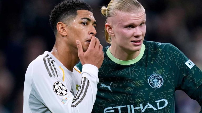 Die ehemaligen Dortmunder Jude Bellingham (l., Real Madrid) und Erling Haaland (Manchester City) treffen im Achtelfinale erneut aufeinander.