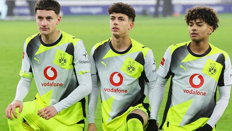 Luca Reggiani, Samuele Inacio und Mathis Albert (v.l.) gehören zu den Top-Talenten des BVB.