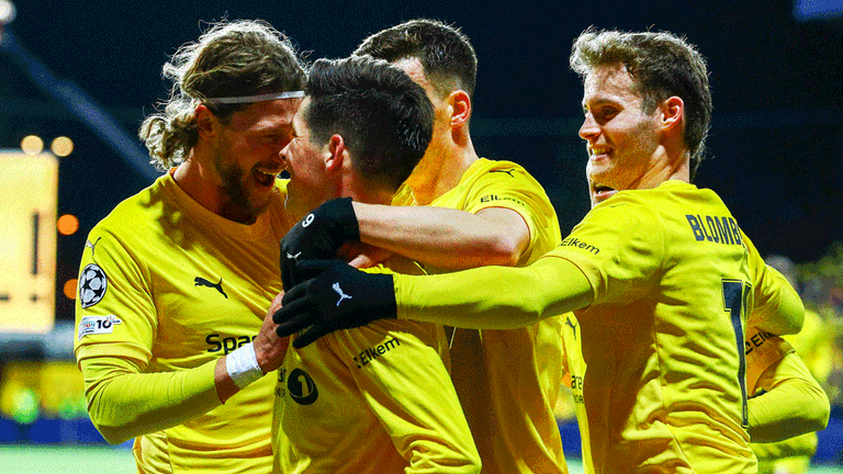 Bodö/Glimt jubelt im Champions League-Achtelfinale gegen Sporting Lissabon.