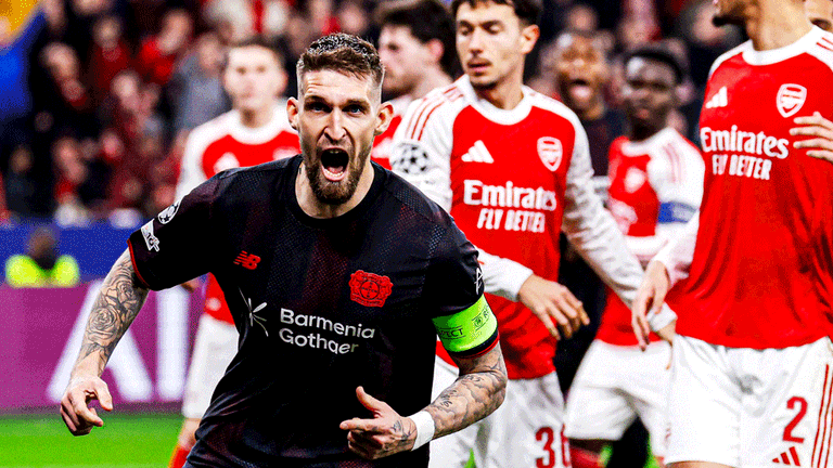 Robert Andrich bejubelt seinen Treffer gegen Arsenal.