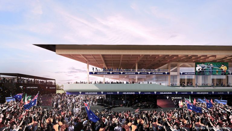 Das neue Boxengebäude in Albert Park ist für 2028 geplant. (Quelle: Woods Bagot)