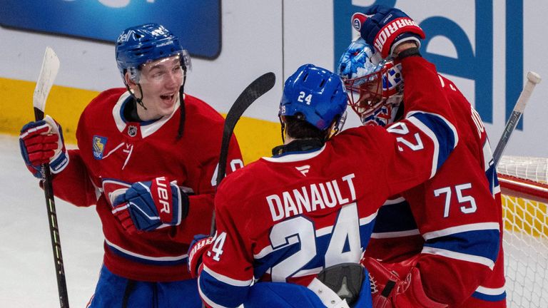 Die Montreal Canadiens im Jubel beim 3.1- Erfolg gegen die Toronto Maple Leafs. Heute Abend treffen Sie auf die Ottawa Senators 