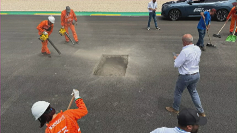 Das Loch auf der Start-/Zielgerade in Goiania sorgte bereits für die Verschiebung des Moto2- und Moto3-Qualifyings.