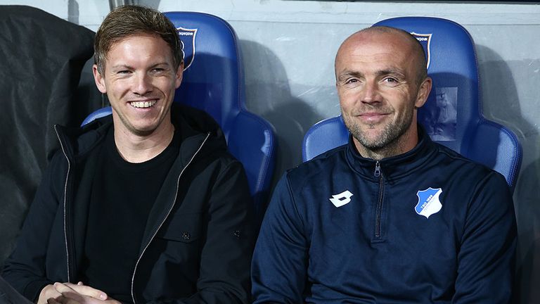 Der damalige Hoffenheim-Chefcoach Julian Nagelsmann (l.) mit seinem Co-Trainer Alfred Schreuder.