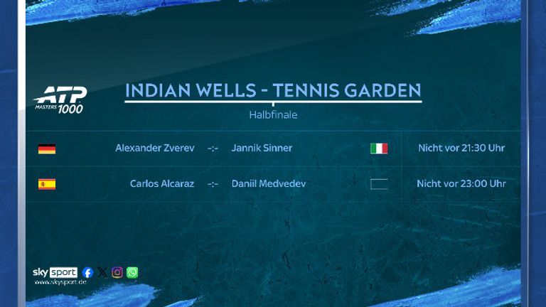 Diese Spiele siehst Du am Samstag, den 14. März, LIVE auf Sky Sport Tennis.