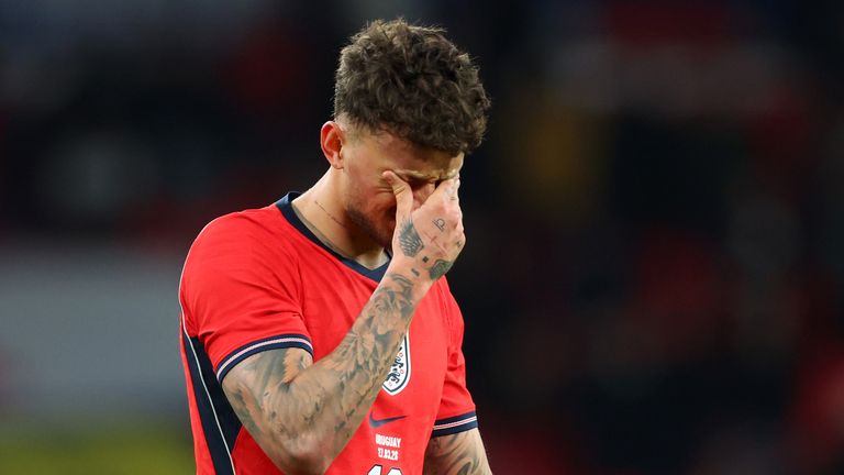 Ben White during England's draw with Uruguay