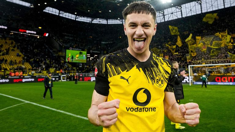 Luca Reggiani of Borussia Dortmund reacts following the Bundesliga game against FC Augsburg at Signal Iduna Park