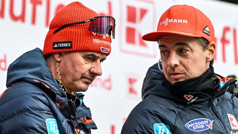 Andreas Mitter (r.) folgt auf Stefan Horngacher (l.) als Skisprung-Bundestrainer.