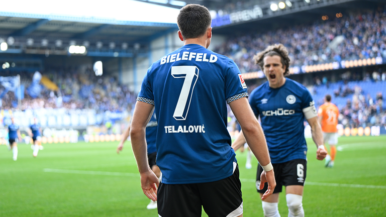 Semir Telalovic sorgt für den zwischenzeitlichen Ausgleichstreffer beim Sieg der Arminia. Am kommenden Freitag trifft Bielefeld auf den KSC 