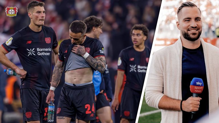 Sky Sport Reporter Marlon Irlbacher (r.) ordnet das Pokal-Aus von Bayer 04 Leverkusen gegen den FC Bayern ein.