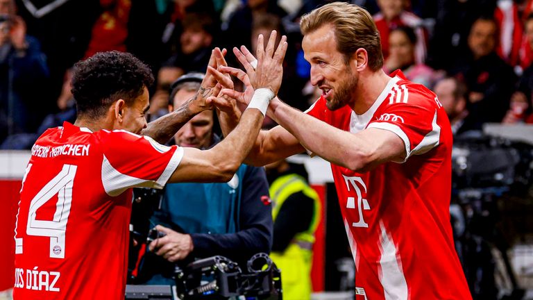Schickten den FCB ins Finale: Luis Diaz (l.) ließ schlau durch, Harry Kane (r.) verwandelte eiskalt zum 1:0.