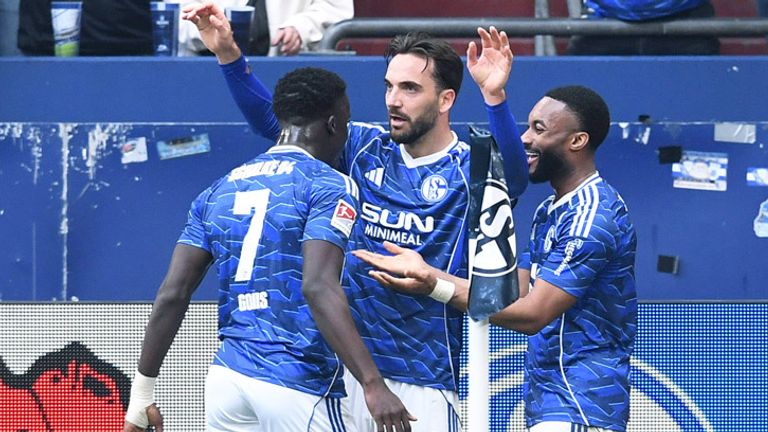 Kapitän Kenan Karaman (m.) schießt den FC Schalke 04 zum Heimsieg gegen den KSC.