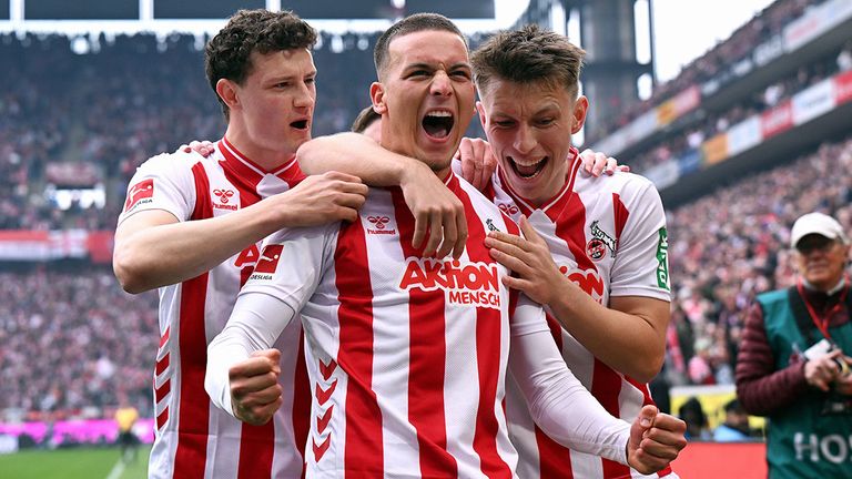 Köln-Juwel Said El Mala (von l.) bejubelt gemeinsam mit seinen Teamkollegen Eric Martel und Kristoffer Lund ein Tor.