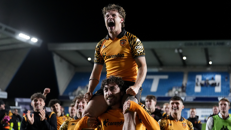 Hull City feiert den Einzug in das EFL-Playoff-Finale am Samstag, den 23. Mai. Die Tigers treffen hier auf Middlesbrough. 
