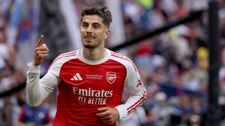 Kai Havertz trifft zum 1:0 für Arsenal im Champions-League-Finale.