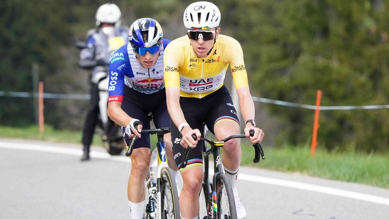 Florian Lipowitz muss sich bei der Tour de Romandie nur Superstar Tadej Pogacar geschlagen geben.