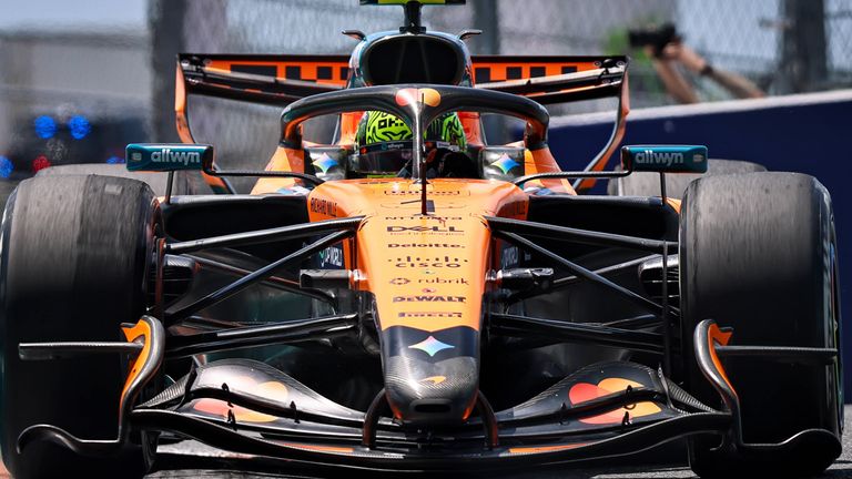 Lando Norris setzt mit seinem McLaren im Sprint-Qualifying in Miami die Bestzeit und sichert sich so die Pole für das verkürzte Rennen.