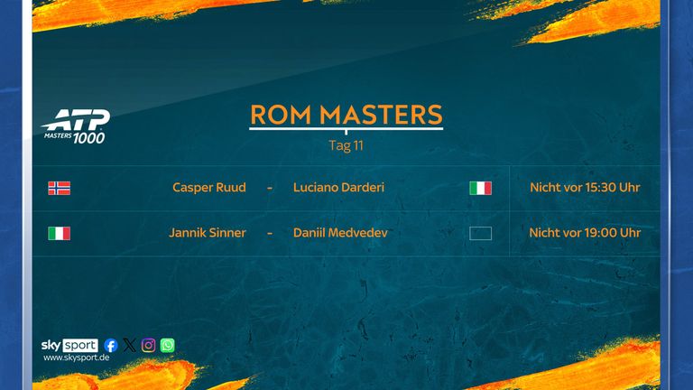 Diese Spiele siehst Du am Freitag, den 15. Mai, LIVE auf Sky Sport Tennis.