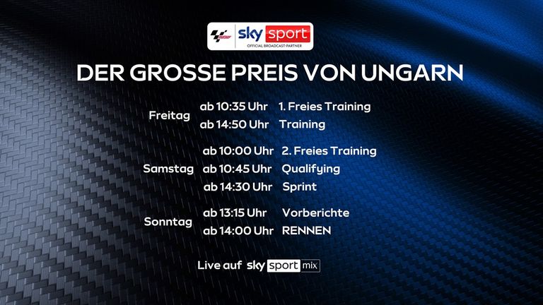 So siehst Du den Großen Preis von Ungarn  - LIVE AUF SKY SPORT.