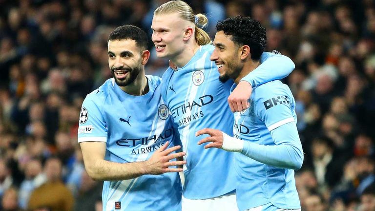 Rayan Ait-Nouri, Erling Haaland und Omar Marmoush (vl.) sind drei der 19 WM-Teilnehmer von Manchester City.