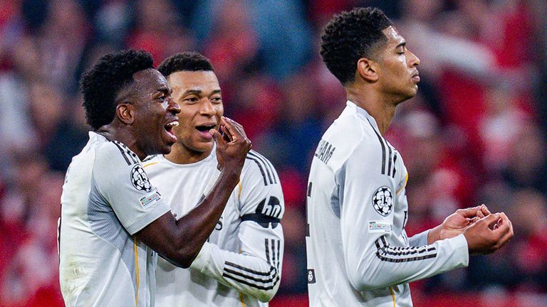 Vinicius Junior (von l.), Kylian Mbappe und Jude Bellingham erleben bei Real Madrid einen Umbruch.