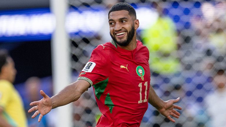 Ismael Saibari bejubelt sein WM-Tor für Marokko.