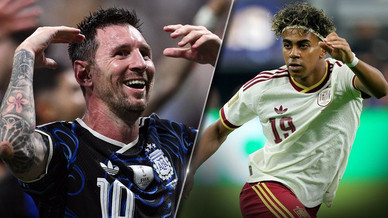 Lionel Messi (l.) und Lamine Yamal (r.) kämpfen am Sonntag um den WM-Pokal. 