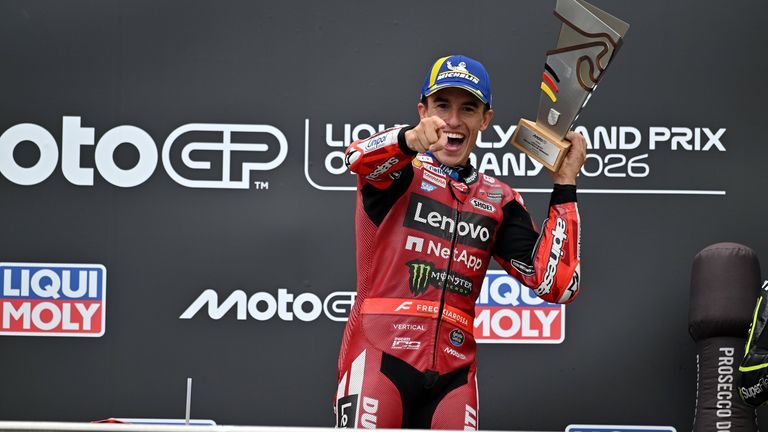 Marc Márquez (Ducati Lenovo Team) feiert beim Großen Preis von Deutschland seinen zehnten MotoGP-Sieg auf dem Sachsenring. Als Nächstes mach