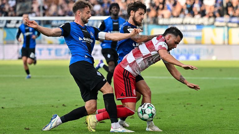 Yassine Bouchama (r.) und Fortuna Düsseldorf verpatzt den Saisonauftakt in der 3. Liga bei Waldhof Mannheim. 