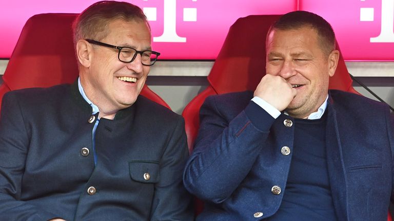Vorstandesboss Jan-Christian Dreesen (l.) und Sportvorstand Max Eberl (r.) bleiben dem FC Bayern bis 2029 erhalten.
