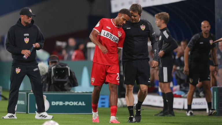 Nikolas Nartey musste gegen Hansa Rostock verletzt ausgewechselt werden.