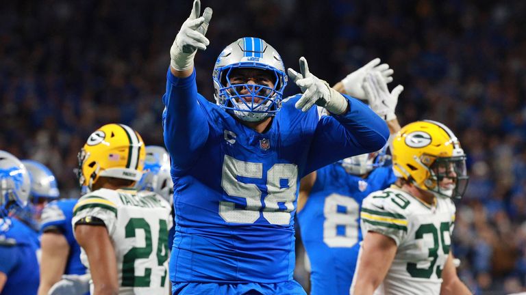 Penei Sewell, der Offensive Tackle der Detroit Lions, befindet sich im Ranking 2026 auf Platz 37.