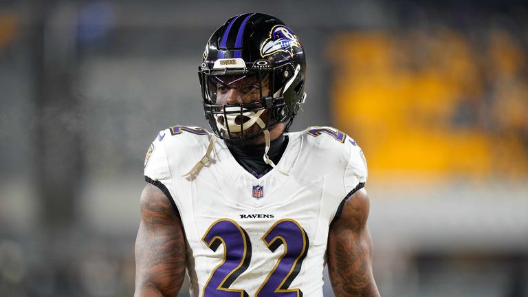 Vom 7. auf den 15. Rang: Ravens-Running-Back Derrick Henry rutscht im aktuellen Top-100-Ranking im Vergleich zum Vorjahr leicht ab.
