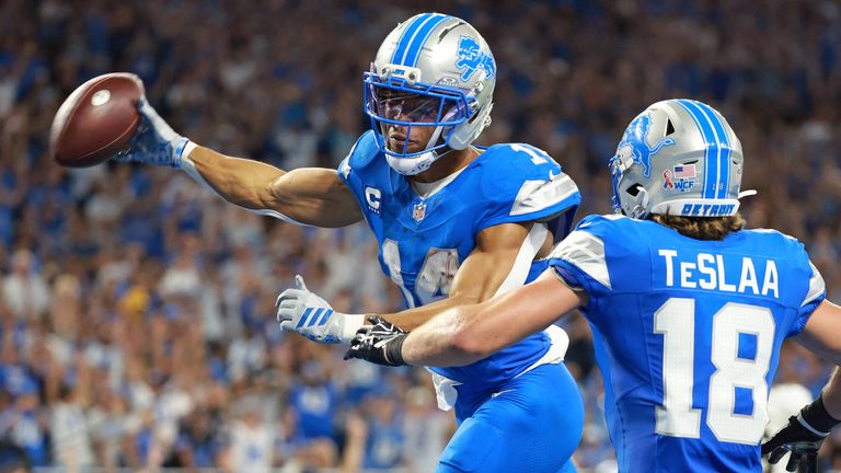 Überzeugt beim NFL-Auftakt: Amon-Ra St. Brown (l.).