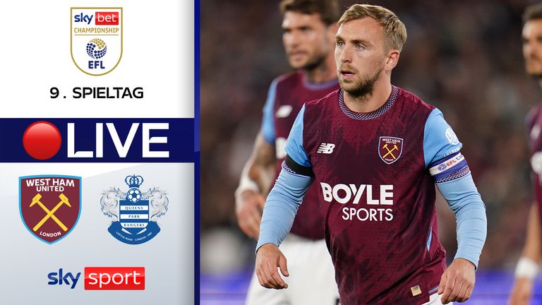 West Ham United gegen Queens Park Rangers: Das EFL-Freitagsspiel läuft am 9. Oktober 2026 live auf YouTube und skysport.de.