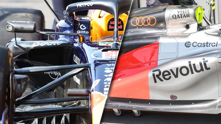 Red Bull (l.) und Audi sind zwei der Teams, die in Baku große Updates mit dabei haben.