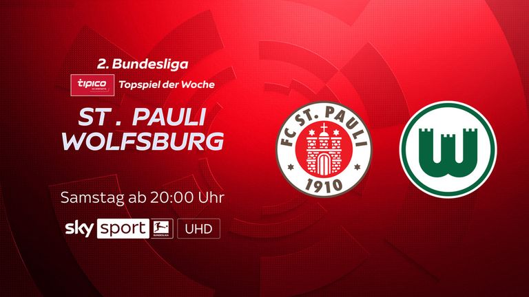 Der FC St. Pauli und VfL Wolfsburg bestreiten am Samstagabend das Tipico-Topspiel der 2. Bundesliga live auf Sky Sport Bundesliga.