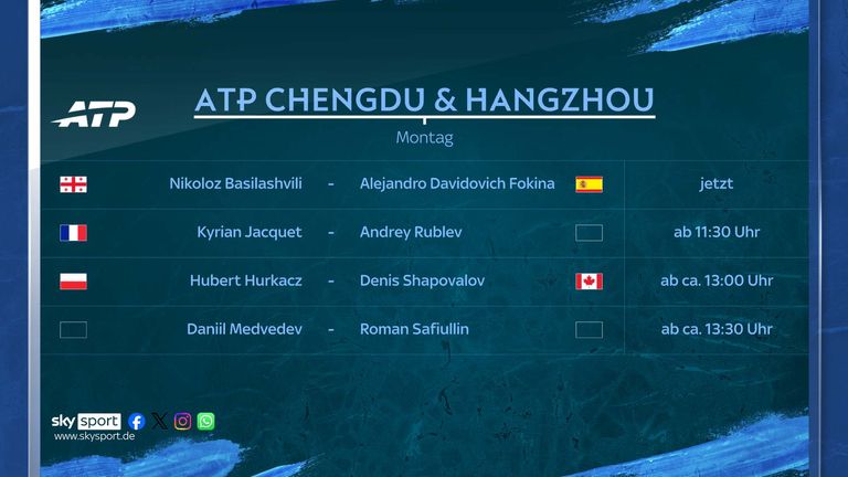 Sky Sport überträgt diese Spiele am Montag, den 28. September auf Sky Sport Tennis. 