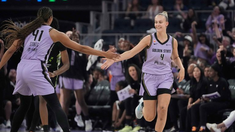 Juste Jocyte (rechts) und die Golden State Valkyries haben die reguläre Saison auf Platz 2 in der Western Conference beendet. In der Nacht 
