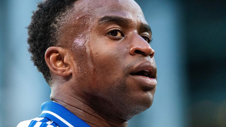 Youssoufa Moukoko of F.C. Copenhagen is seen during the Danish 3F Superliga match against Silkeborg IF at Parken in April