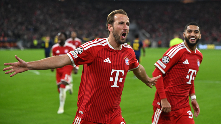 Harry Kane sorgte beim 2:2 gegen Arsenal für die zwischenzeitliche Führung. Der FC Bayern trifft am 3. November auswärts auf Atletico Madrid