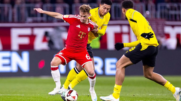 Bayern-Kapitän Joshua Kimmich (l.) im Spiel gegen den BVB.