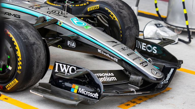 Mercedes brachte auch einen neuen Frontflügel nach Singapur mit.