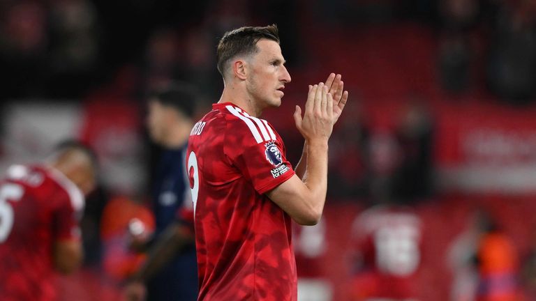 Chris Wood nach der knappen 0:1-Niederlage von Nottingham Forest gegen Tabellenzweiter Arsenal. Am Freitag, den 23.10., geht es für Garibald