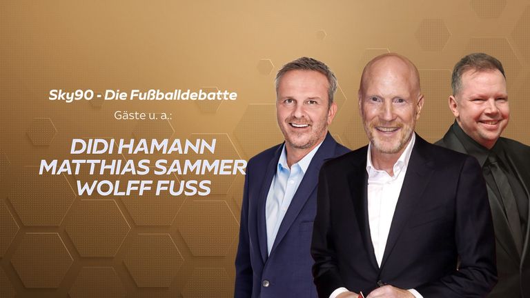 Am Sonntag sind u.a. Sky Sport Experte Didi Hamann (von l.), Matthias Sammer und Sky Sport Kommentator Wolff Fuss zu Gast bei Sky90.