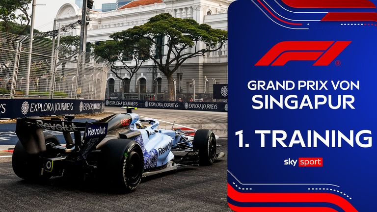 Max Verstappen hat im 1. Freien Training in Singapur vor allem mit seinem Funk zu kämpfen und fährt deutlich weniger Runden als seine Konkurrenz. Die schnellste Zeit liefert George Russell vor Charles Leclerc und Lando Norris.