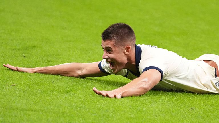 Nicolo Tresoldi bejubelt eines seiner drei Tore für Club Brügge.
