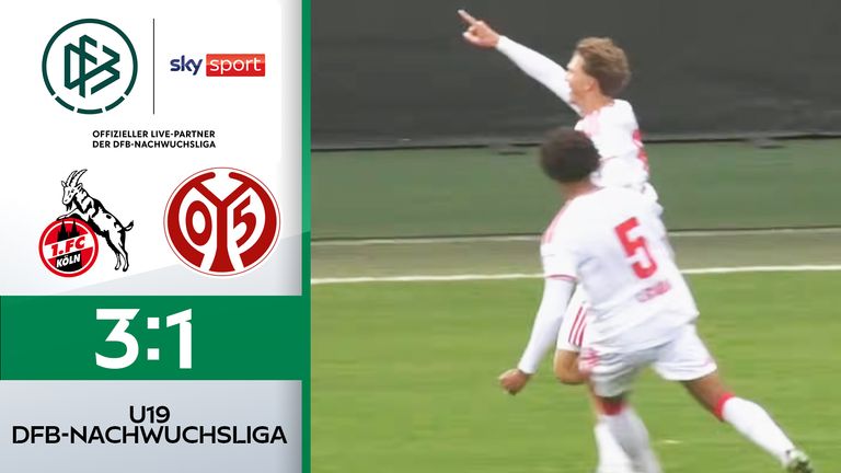 U19-Bundesliga, 8. Spieltag: Die U19 des 1. FC Köln gewinnt das Topspiel der DFB-Nachwuchsliga in Gruppe F gegen den 1. FSV Mainz 05. Die Mannschaft von Stefan Ruthenbeck bleibt somit ungeschlagen an der Tabellenspitze.